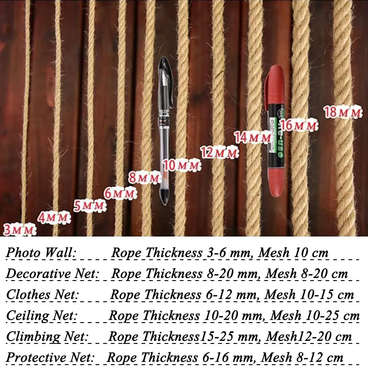 Rope Net Climbing Net,16mm Thick Rope Net for Playground Climbing,Tree House Climbing Child Safety Net Rope Ladder Hammock for Outdoor Heavy Duty Cargo Net(Size:1mx3m)