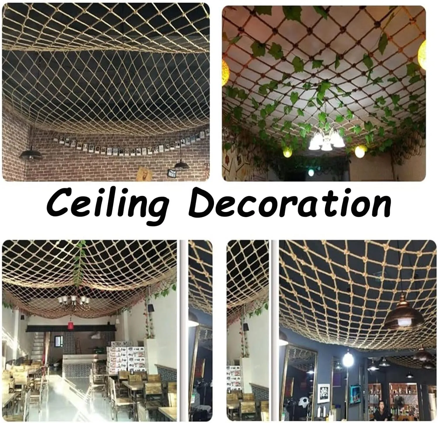 Rope Netting Heavy Duty, 16x16FT / 5x5(M) Climbing Cargo Net, Backyard Playground Nets, Rope Network Ladder Adults Fitness, Background Wall Grid (Rope Dia 1cm)