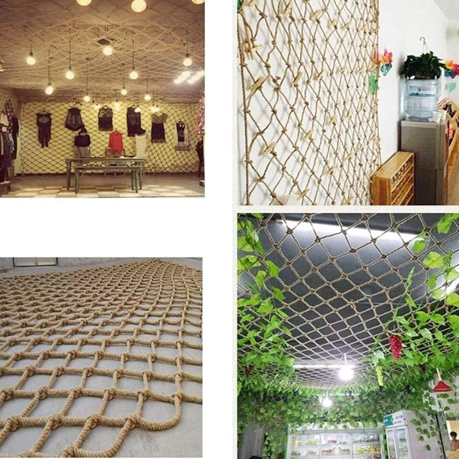 Rope Netting Heavy Duty, 16x16FT / 5x5(M) Climbing Cargo Net, Backyard Playground Nets, Rope Network Ladder Adults Fitness, Background Wall Grid (Rope Dia 1cm)