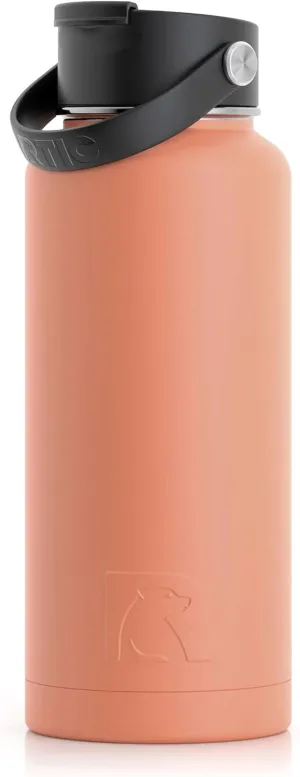 RTIC 32oz Vacuum Insulated Water Bottle, Metal, Stainless Steel, BPA Free, Reusable, Sweat-Proof Flask for Hot and Cold Drinks, Travel, Sports, Camping, Salmon Matte