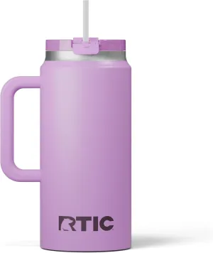RTIC 64 oz Ceramic Lined Insulated Road Trip Tumbler, Leak-Resistant Lid, White