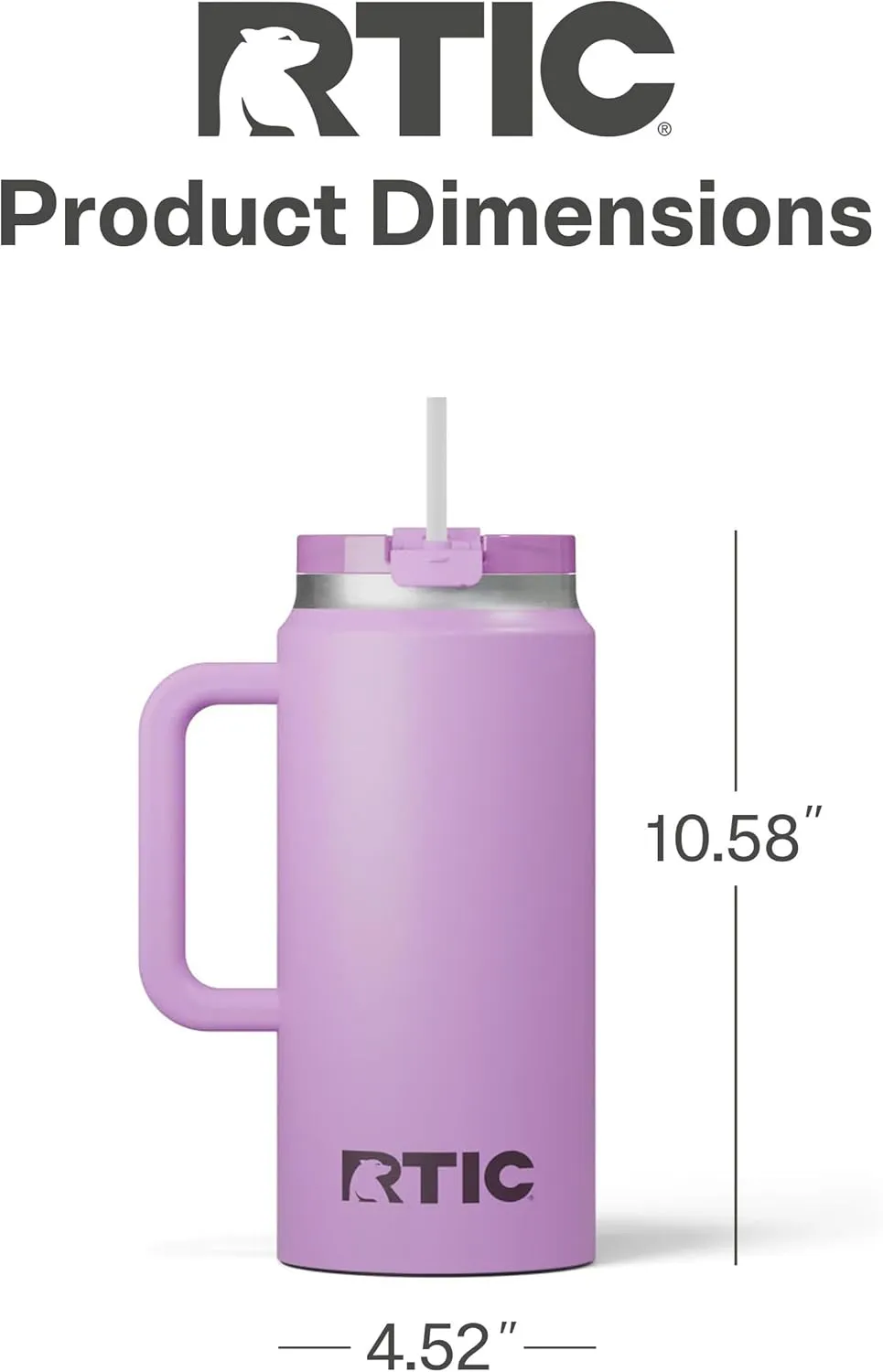RTIC 64 oz Ceramic Lined Insulated Road Trip Tumbler, Leak-Resistant Lid, White