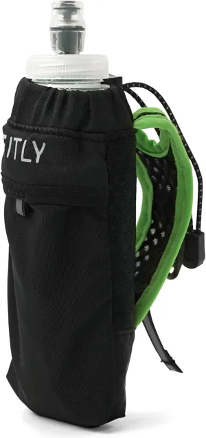 Running Handheld Water Bottle 10 oz Soft Flask - Hand Water Bottle For Runners, Hiking, Skiing & Outdoor Activity - Fits F3LG (300ml) Collapsible Flask - Hydration Holder with Pocket - Green