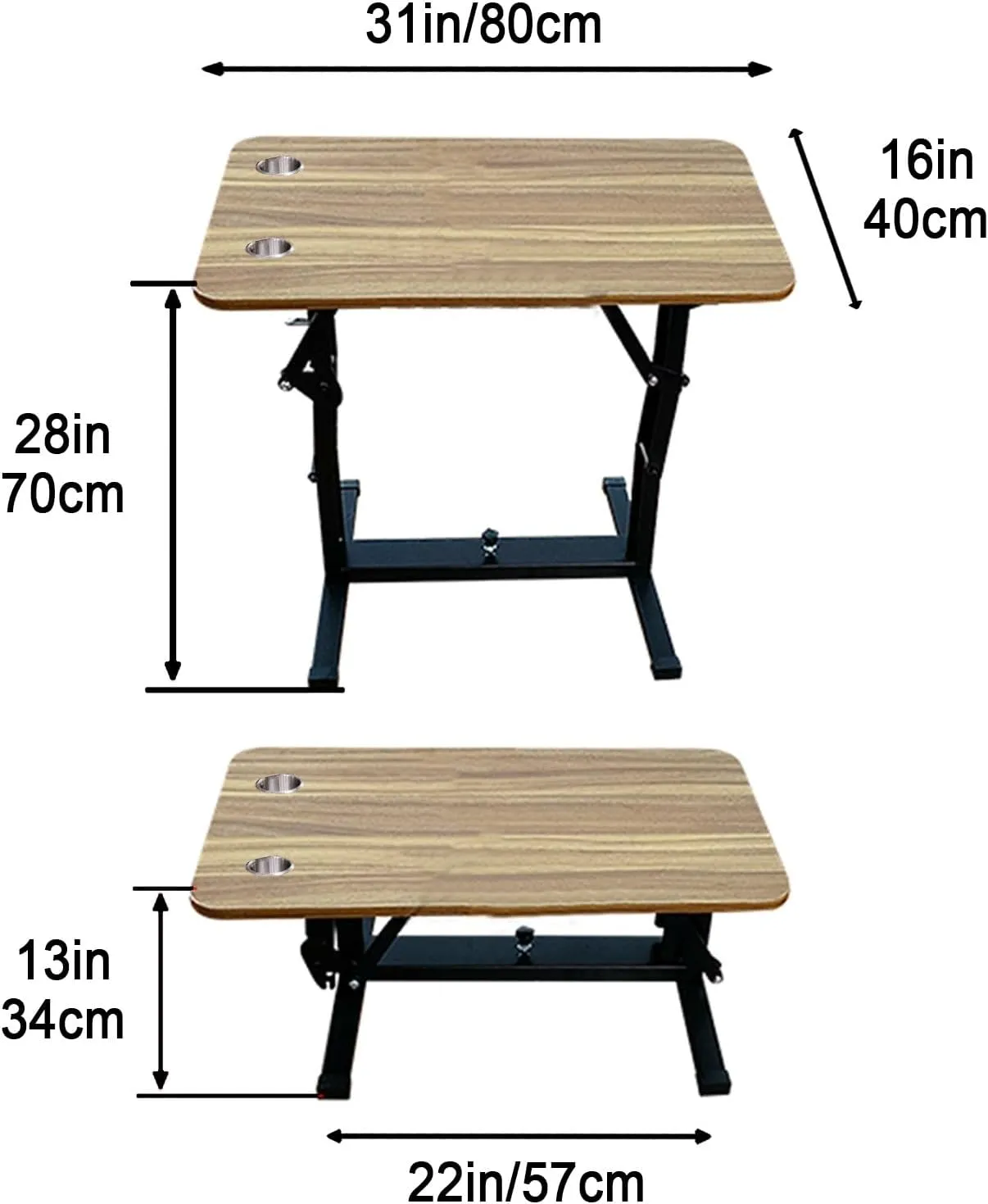 RV Folding Table Collapsible Table Folding Camping Table Push-Pull Lift Dining Table, Brown