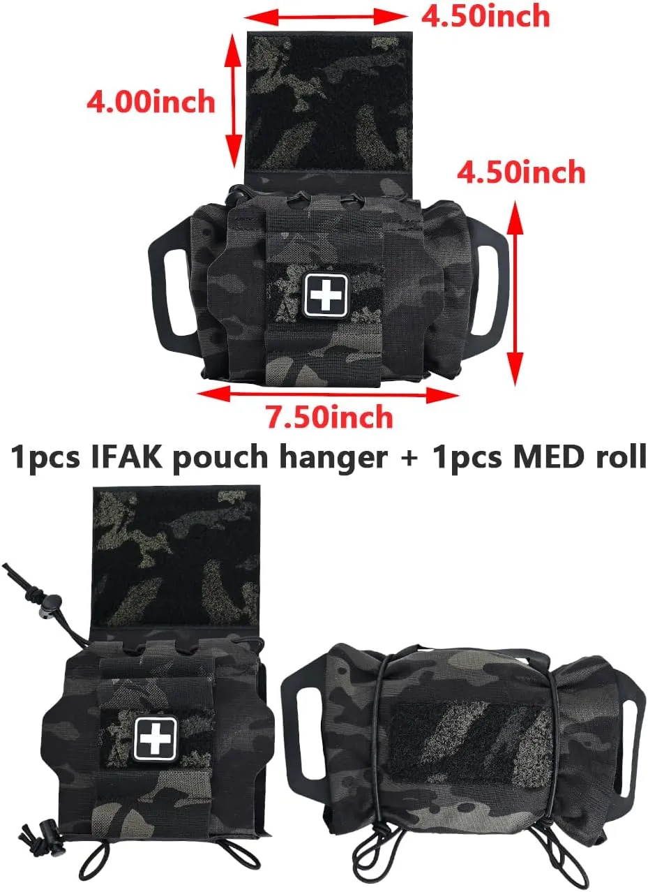 SABADO Rapid Deploy IFAK Pouch First Aid Kits Pack Tactical Two-piece System Medical Supply Holder Roll Carrier Hypalon Handle Outdoor Sport Hunting Bag Laminated Matting Fabric