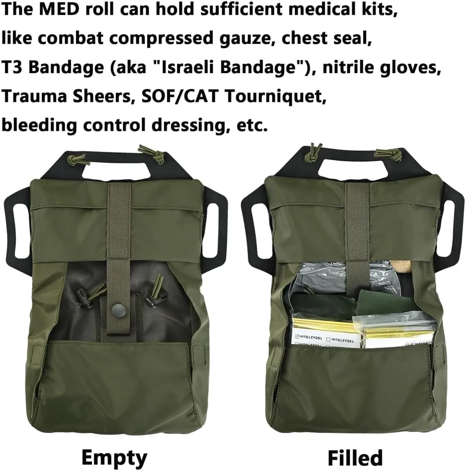 SABADO Rapid Deploy IFAK Pouch First Aid Kits Pack Tactical Two-piece System Medical Supply Holder Roll Carrier Hypalon Handle Outdoor Sport Hunting Bag Laminated Matting Fabric