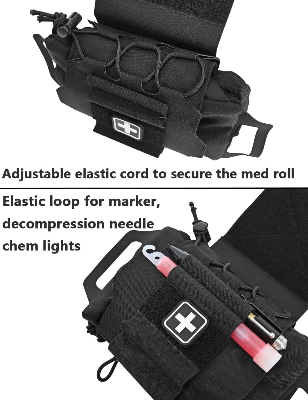 SABADO Rapid Deploy IFAK Pouch First Aid Kits Pack Tactical Two-piece System Medical Supply Holder Roll Carrier Hypalon Handle Outdoor Sport Hunting Bag Laminated Matting Fabric