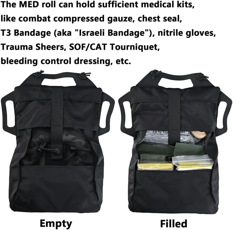 SABADO Rapid Deploy IFAK Pouch First Aid Kits Pack Tactical Two-piece System Medical Supply Holder Roll Carrier Hypalon Handle Outdoor Sport Hunting Bag Laminated Matting Fabric