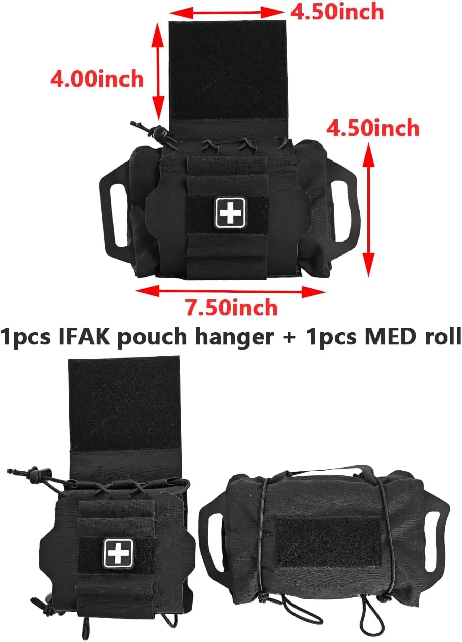 SABADO Rapid Deploy IFAK Pouch First Aid Kits Pack Tactical Two-piece System Medical Supply Holder Roll Carrier Hypalon Handle Outdoor Sport Hunting Bag Laminated Matting Fabric