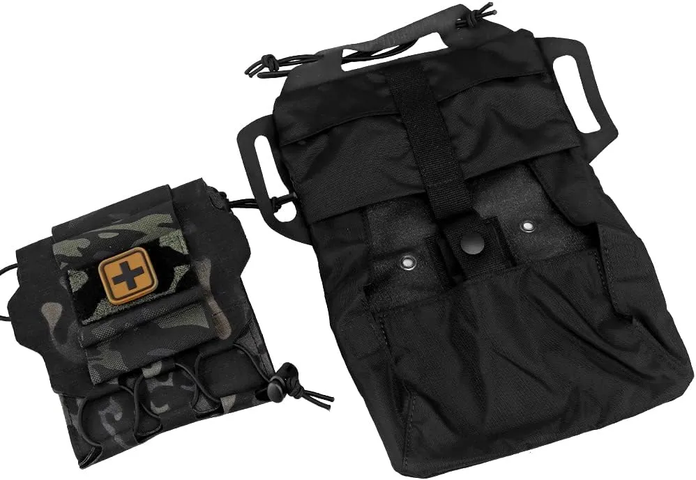 SABADO Rapid Deploy IFAK Pouch First Aid Kits Pack Tactical Two-piece System Medical Supply Holder Roll Carrier Hypalon Handle Outdoor Sport Hunting Bag Laminated Matting Fabric