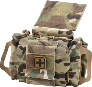 SABADO Rapid Deploy IFAK Pouch First Aid Kits Pack Tactical Two-piece System Medical Supply Holder Roll Carrier Hypalon Handle Outdoor Sport Hunting Bag Laminated Matting Fabric