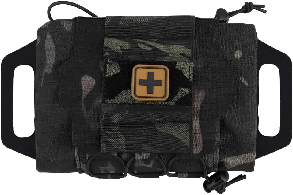 SABADO Rapid Deploy IFAK Pouch First Aid Kits Pack Tactical Two-piece System Medical Supply Holder Roll Carrier Hypalon Handle Outdoor Sport Hunting Bag Laminated Matting Fabric