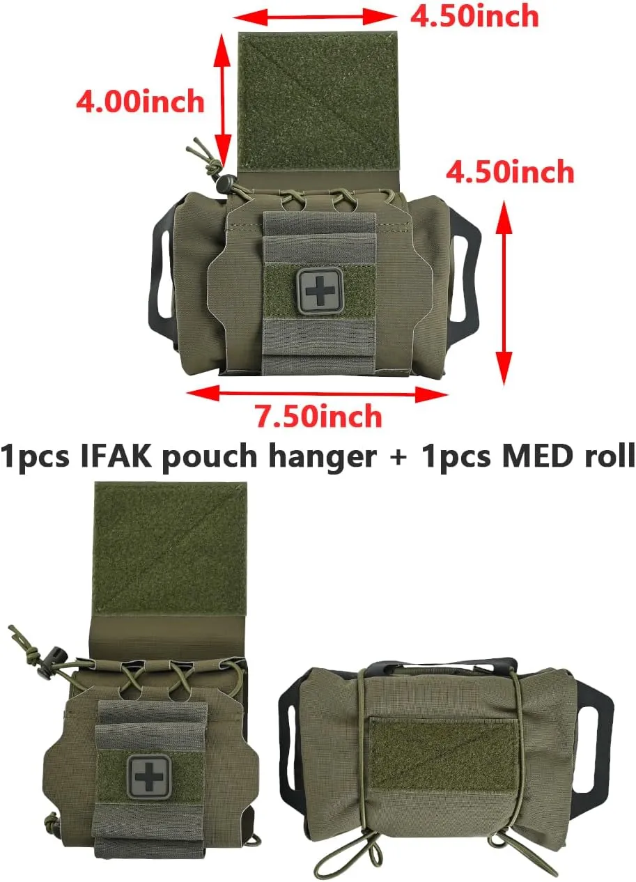 SABADO Rapid Deploy IFAK Pouch First Aid Kits Pack Tactical Two-piece System Medical Supply Holder Roll Carrier Hypalon Handle Outdoor Sport Hunting Bag Laminated Matting Fabric