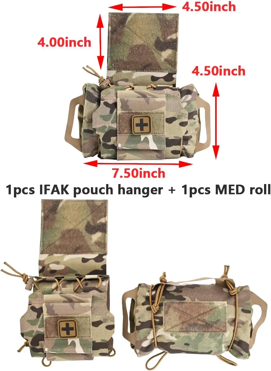 SABADO Rapid Deploy IFAK Pouch First Aid Kits Pack Tactical Two-piece System Medical Supply Holder Roll Carrier Hypalon Handle Outdoor Sport Hunting Bag Laminated Matting Fabric