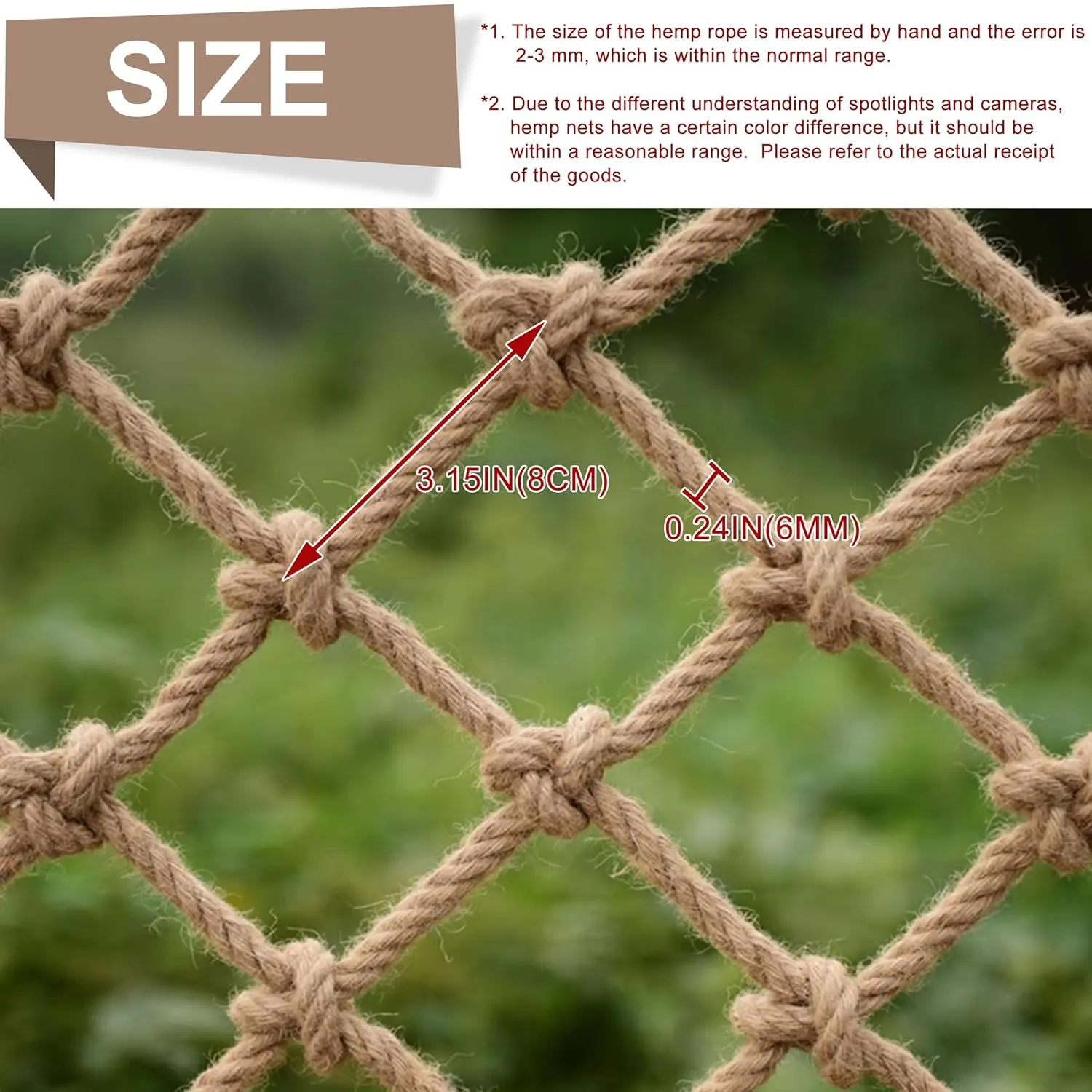 Safety Hemp Rope Net Kids Climbing Safety Net Tree House Climbing Children Rope Neting Balcony Stairs Fence Railing Garden Playground Protection Heavy Duty Net Indoor & Outdoor Decor Rope Net