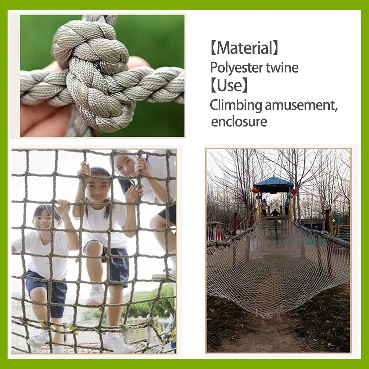 Safety Net Rope, Rope Climbing Net Heavy Duty Net, Fence Stairs Balcony Railings Garden Playground Protection Playground Play Safety Net Outdoor Climbing Cargo Net(Size:2Mx4M(6.6FTx13.1FT))