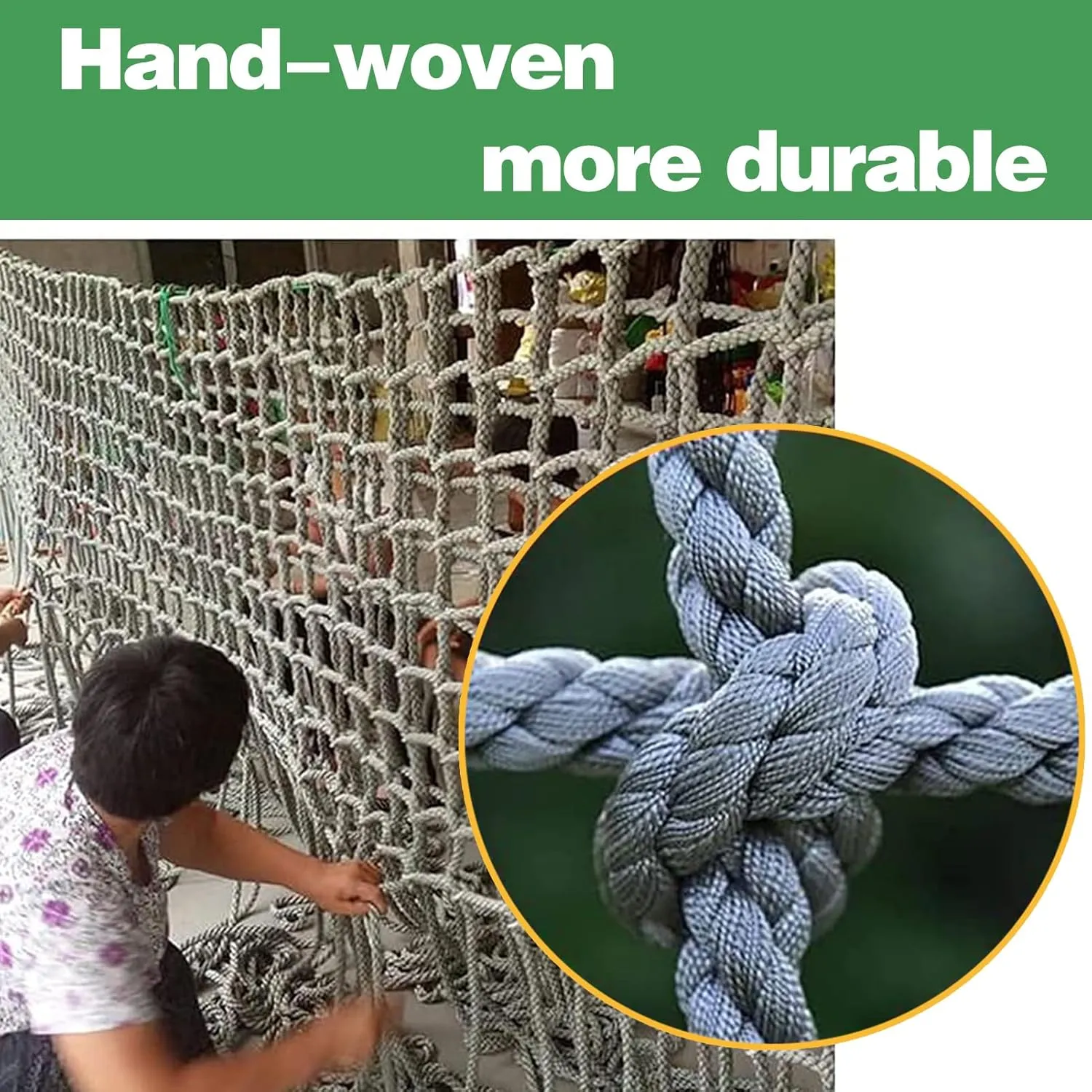 Safety Net Rope, Rope Climbing Net Heavy Duty Net, Fence Stairs Balcony Railings Garden Playground Protection Playground Play Safety Net Outdoor Climbing Cargo Net(Size:2Mx4M(6.6FTx13.1FT))