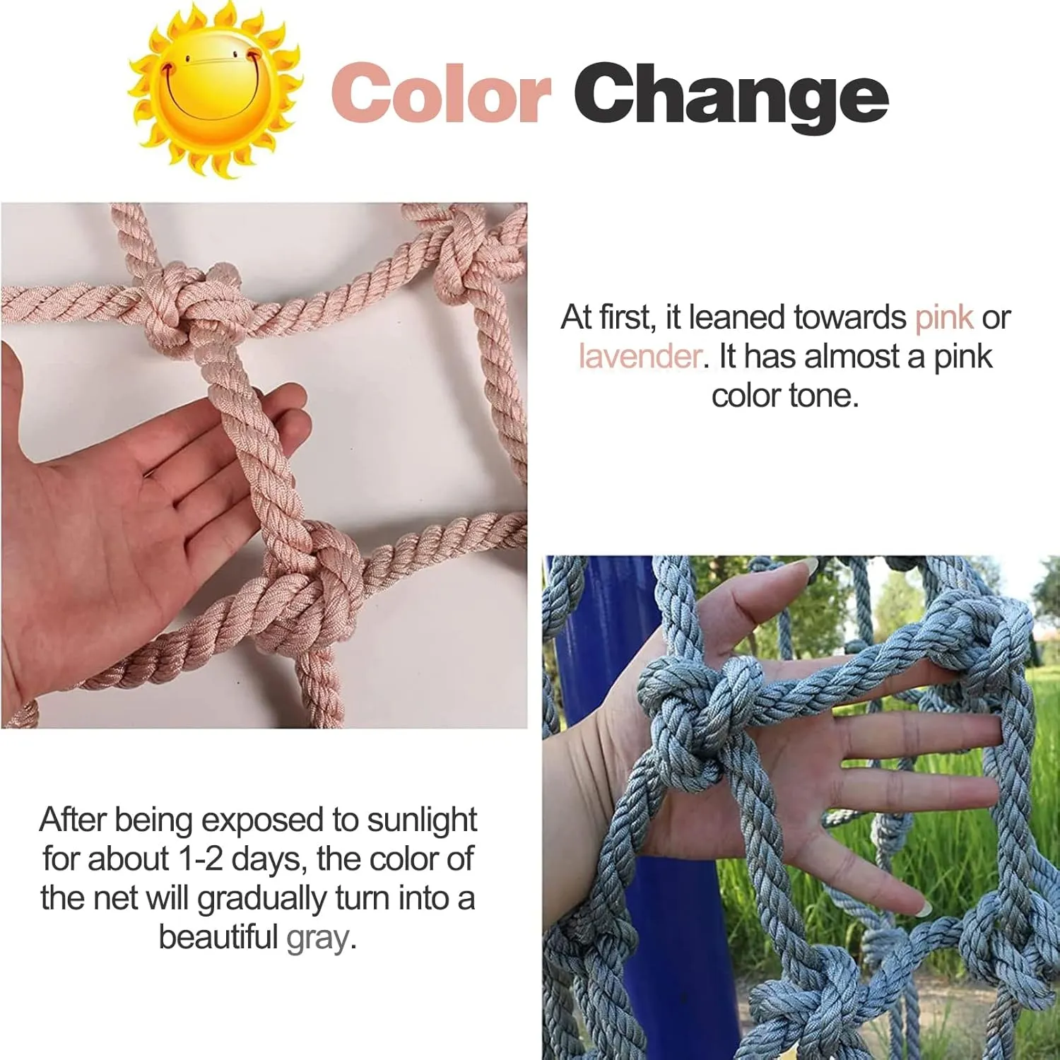 Safety Protection Net Climbing Cargo Rope Net, Polyester Playground Climbing Net, Heavy Duty Climbing Net for Outdoor, Rope Ladder, Swingset, Treehouse(Size:2Mx4M(6.6FTx13.1FT))