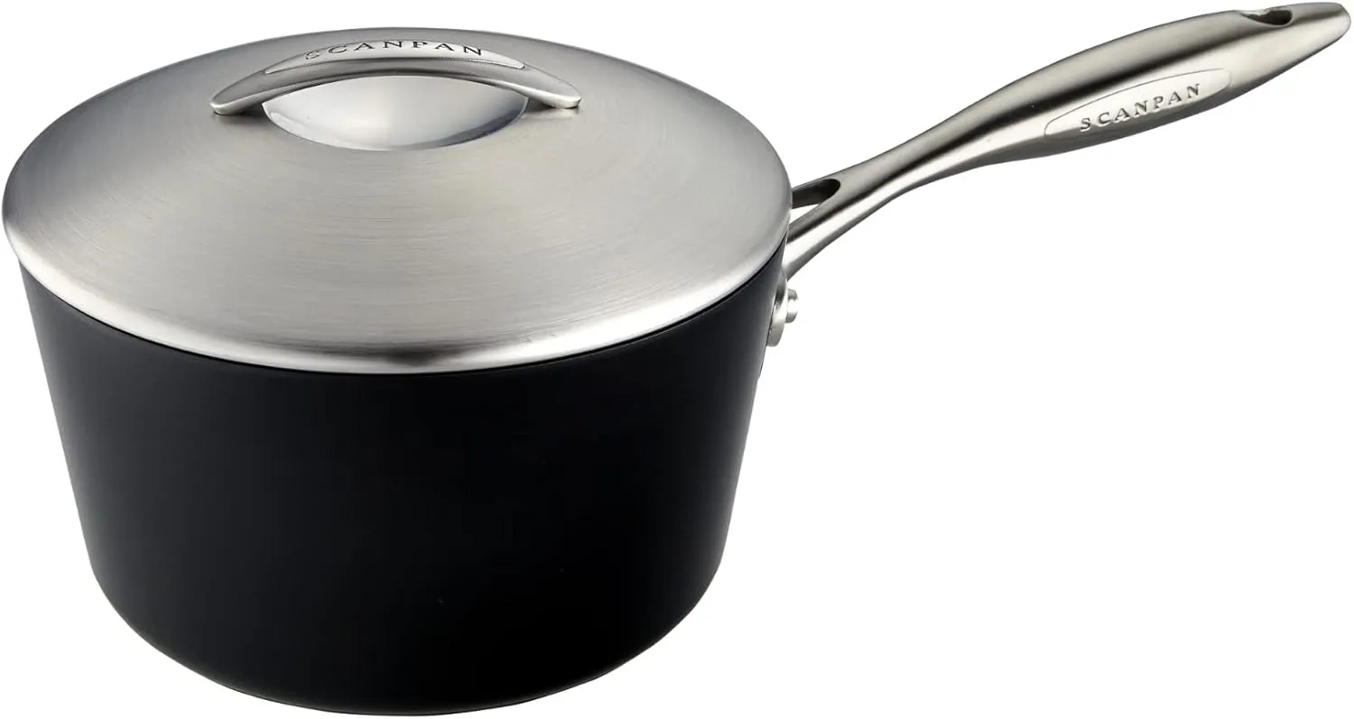SCANPAN Professional 2 qt Saucepan with Lid - Easy-to-Use Nonstick Cookware - Dishwasher, Metal Utensil & Oven Safe - Made in Denmark