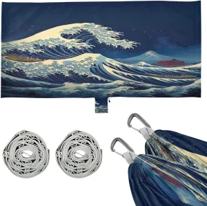 Sea Wave Camping Hammock, Single Portable Hammocks with Tree Straps & Attached Carry Bag, 330Lbs Capacity Perfect for Outside Indoor Hiking Beach Backpack Travel