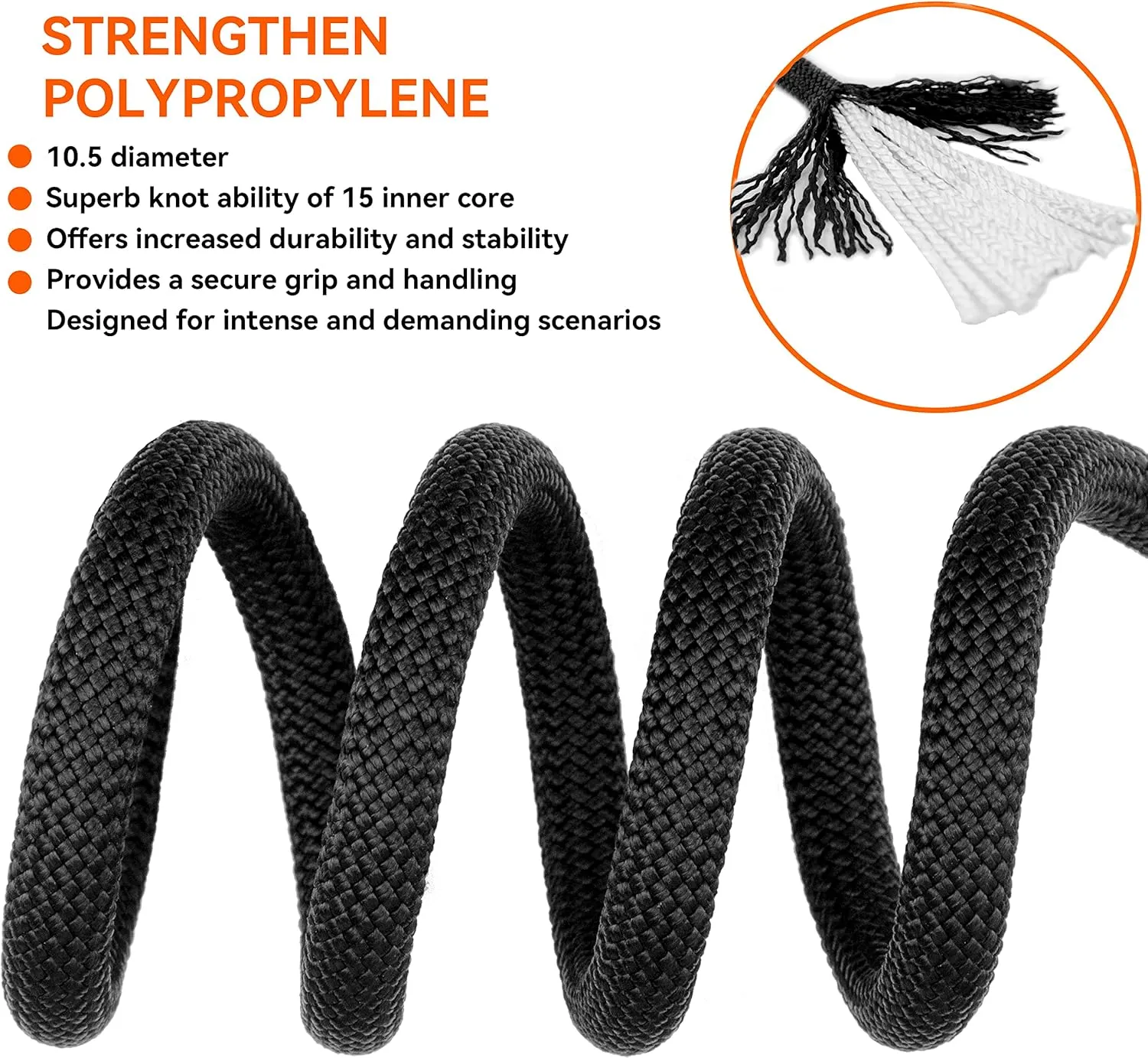 SEAMUS Static Rope 10.5mm UIAA Rappelling Rope 45M (150ft) Static Line Nylon Kern Mantle Rope for Rock Climbing, Mountain Tree Climbing, Hauling, Rescue