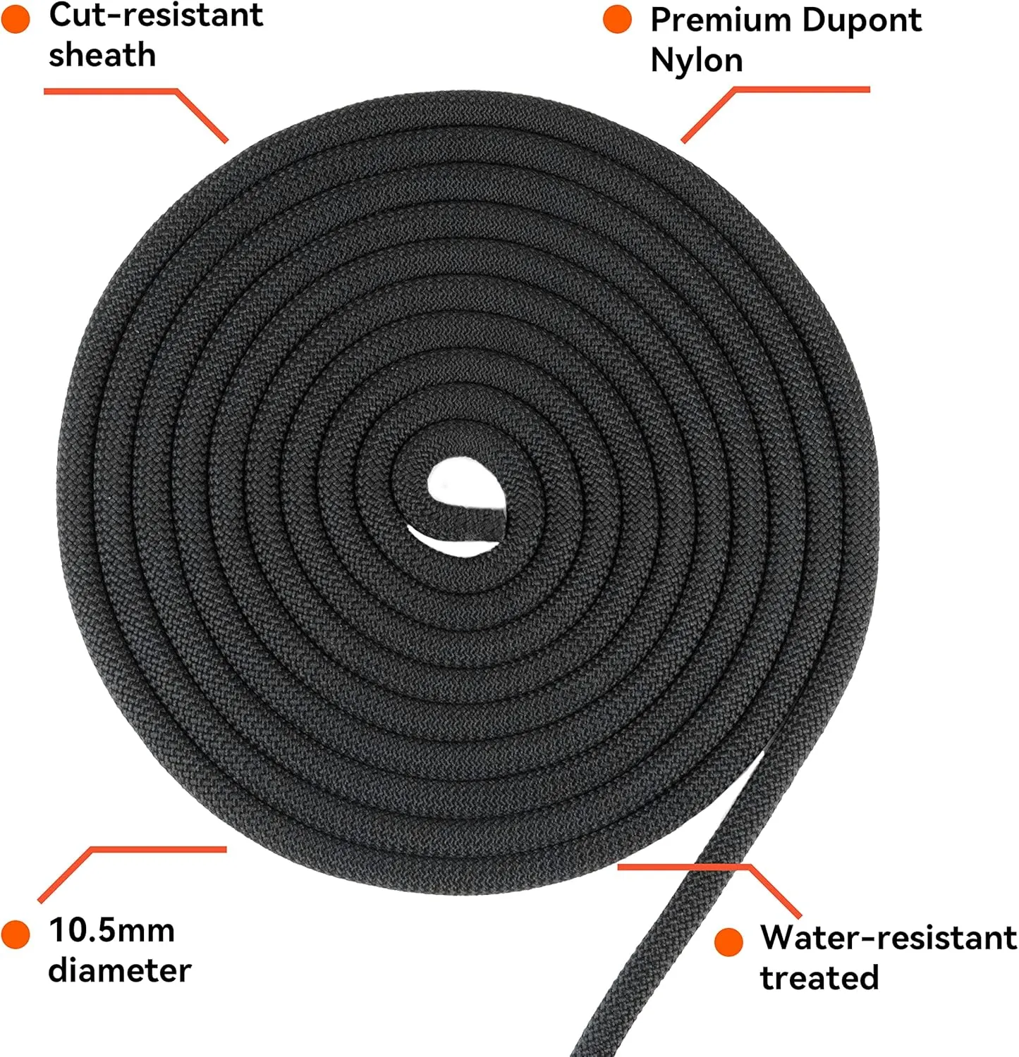 SEAMUS Static Rope 10.5mm UIAA Rappelling Rope 45M (150ft) Static Line Nylon Kern Mantle Rope for Rock Climbing, Mountain Tree Climbing, Hauling, Rescue