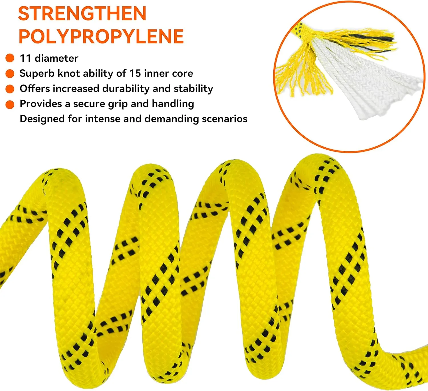 SEAMUS Static Rope 11mm UIAA Rappelling Rope 45M (150ft) Static Line Nylon Kern Mantle Rope for Rock Climbing, Mountain Tree Climbing, Hauling, Rescue