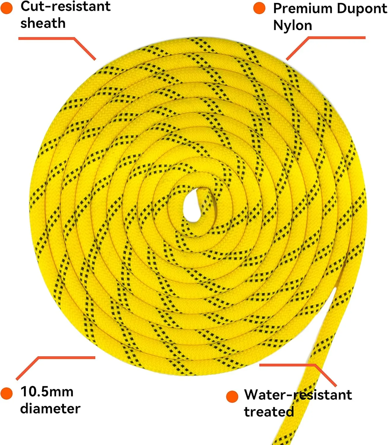 SEAMUS Static Rope 11mm UIAA Rappelling Rope 45M (150ft) Static Line Nylon Kern Mantle Rope for Rock Climbing, Mountain Tree Climbing, Hauling, Rescue