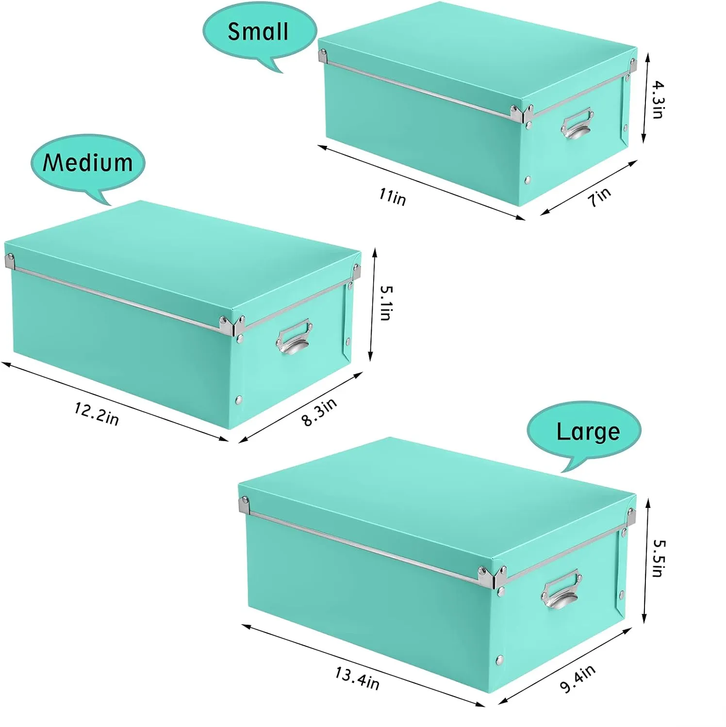 SEEKIND Storage Bins with lids, Water-Proof Storage Box Sets with Handles,Multiple Sizes Foldable Plastic Storage Organizer for Clothes,Cosmetic,Photos(Cyan) …