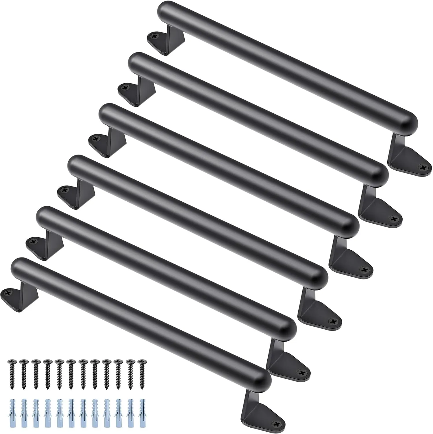 SELEWARE 17" Playground Safety Handle (Set of 6), Heavy Duty Metal Grab Bars for Kids Playset, Swing Set, Climbing Frame, Play House Handles, Black
