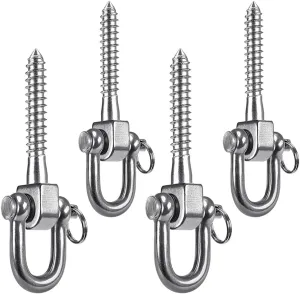 SELEWARE 4 Pack Swing Hangers Swing Set Hooks Stainless Steel Hammock Hooks for Porch Swing, Hammock Chair, Heavy Bag, Yoga Silk, Suspension Straps, Gymnastics Rings