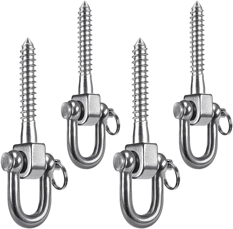 SELEWARE 4 Pack Swing Hangers Swing Set Hooks Stainless Steel Hammock Hooks for Porch Swing, Hammock Chair, Heavy Bag, Yoga Silk, Suspension Straps, Gymnastics Rings