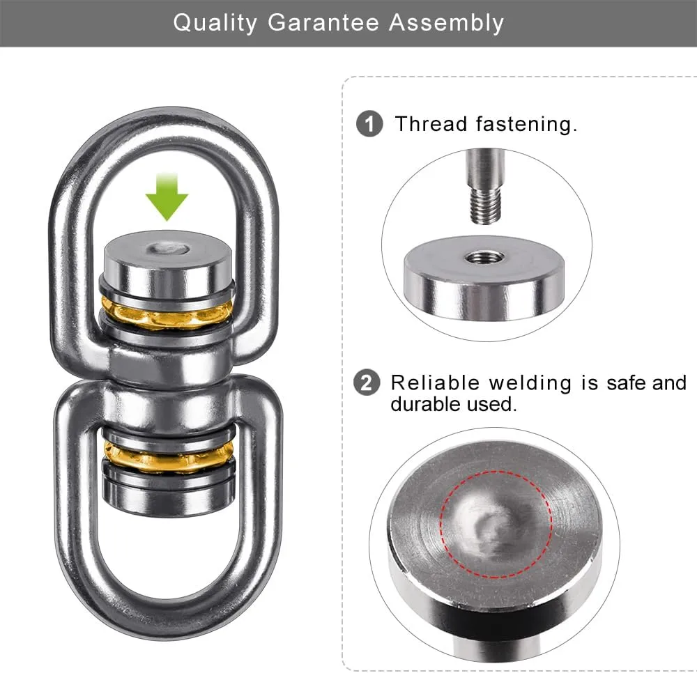 SELEWARE Bearing Swing Swivel, 360° Rotational Device Hanging Accessory for Web Tree Swing, Hammock Chair, Climbing Rope, Aerial Yoga, Kids Swing Swivel, Hold Up to 1200LB, 2 Pack