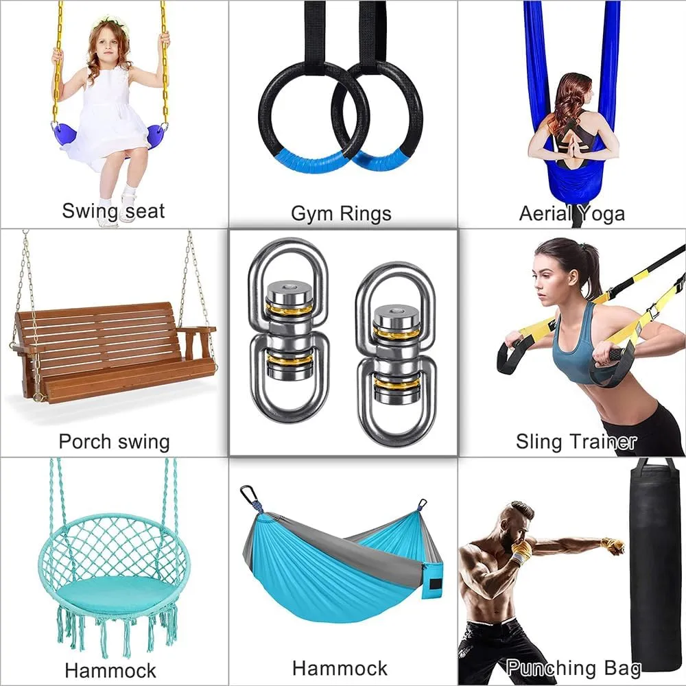 SELEWARE Bearing Swing Swivel, 360° Rotational Device Hanging Accessory for Web Tree Swing, Hammock Chair, Climbing Rope, Aerial Yoga, Kids Swing Swivel, Hold Up to 1200LB, 2 Pack