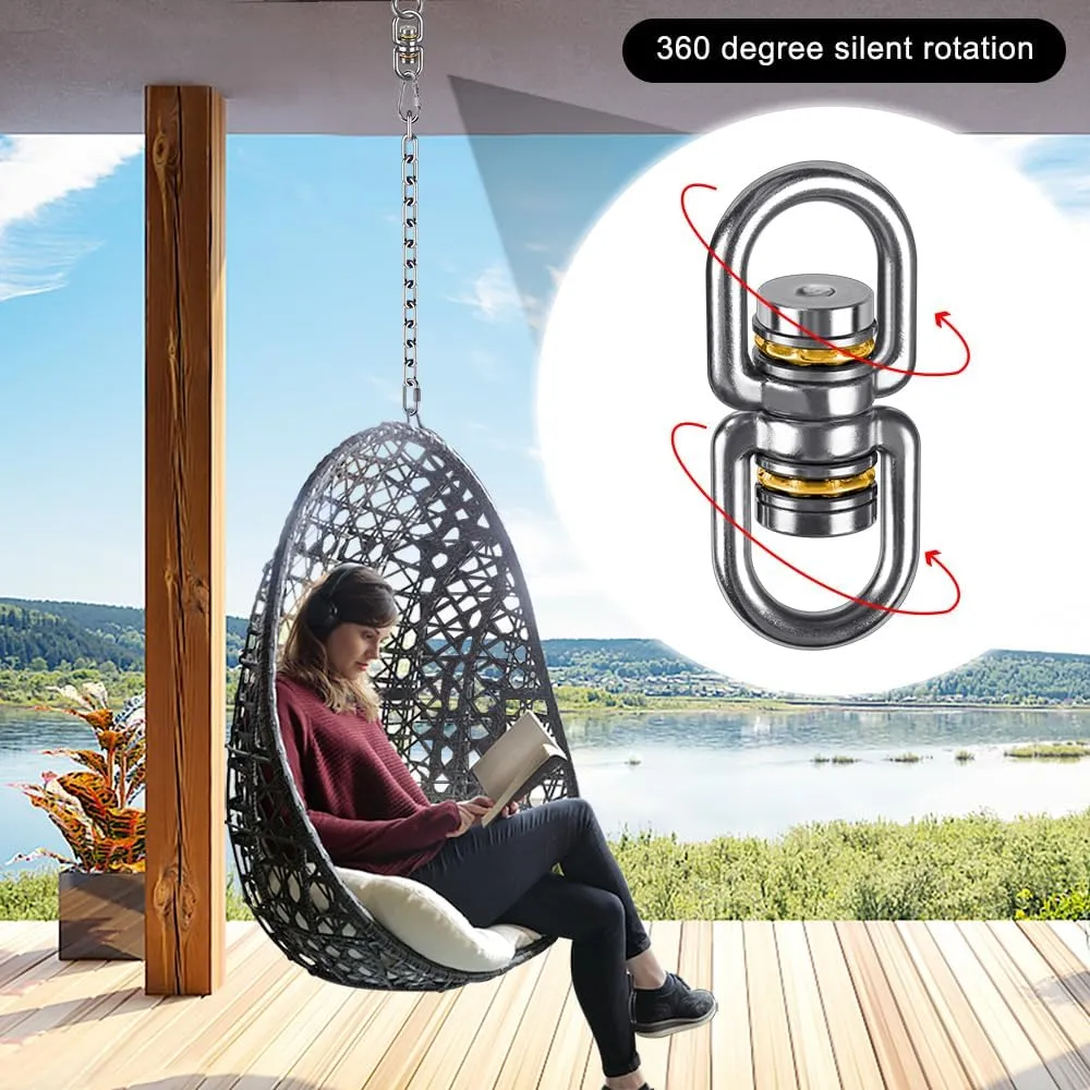 SELEWARE Bearing Swing Swivel, 360° Rotational Device Hanging Accessory for Web Tree Swing, Hammock Chair, Climbing Rope, Aerial Yoga, Kids Swing Swivel, Hold Up to 1200LB, 2 Pack