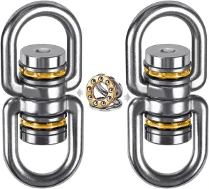 SELEWARE Bearing Swing Swivel, 360° Rotational Device Hanging Accessory for Web Tree Swing, Hammock Chair, Climbing Rope, Aerial Yoga, Kids Swing Swivel, Hold Up to 1200LB, 2 Pack