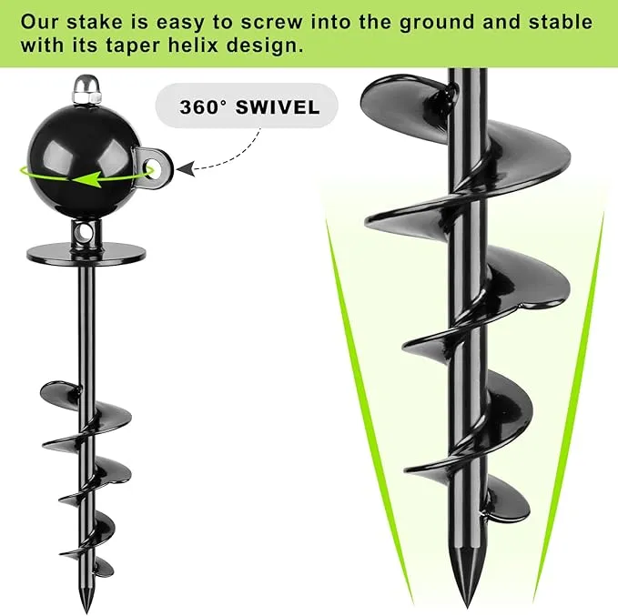 SELEWARE Dog Tie Out Stake Outdoor Anti-Rust Dog Anchor for Large Dogs up to 220 lbs Tie Out Rope Dog Leash 30 ft Long