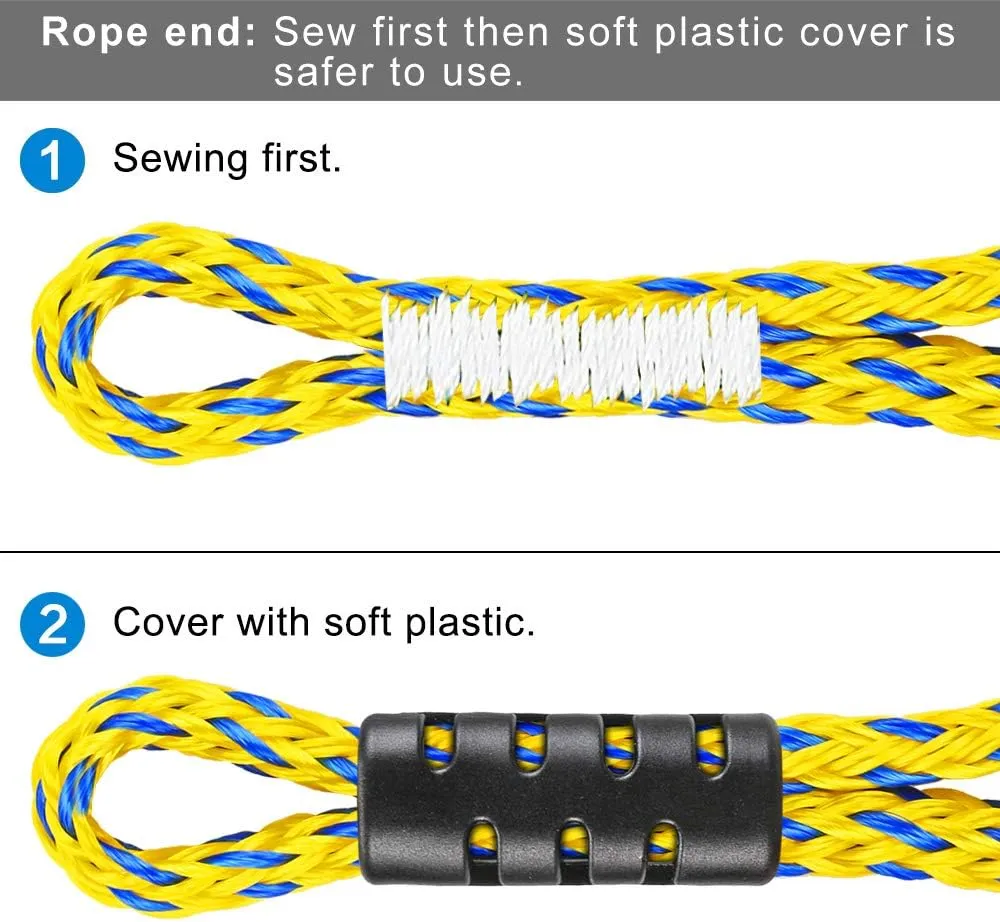 SELEWARE Heavy Duty Boat Tow Harness for Tubing, Boat Tow Rope with Stainless Steel Quick Connector, Heavy Duty Self Centering Tow Harness for Boat Water Sport Jet Ski Wakeboarding