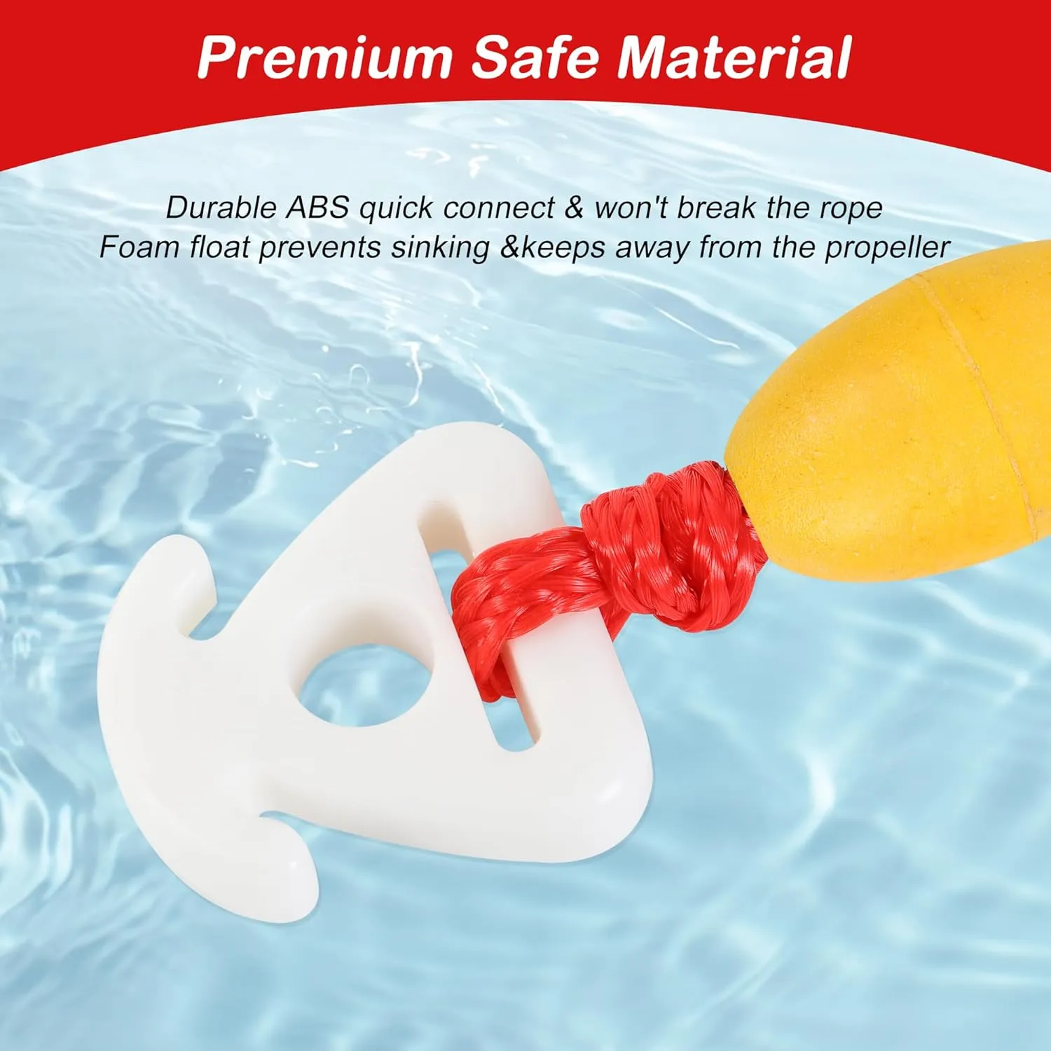Self Centering Tow Harness for Watersports with Foat Ball, Heavy Duty Boat Tow Harness with 2 Permanent Antirust Stainless Steel Rider