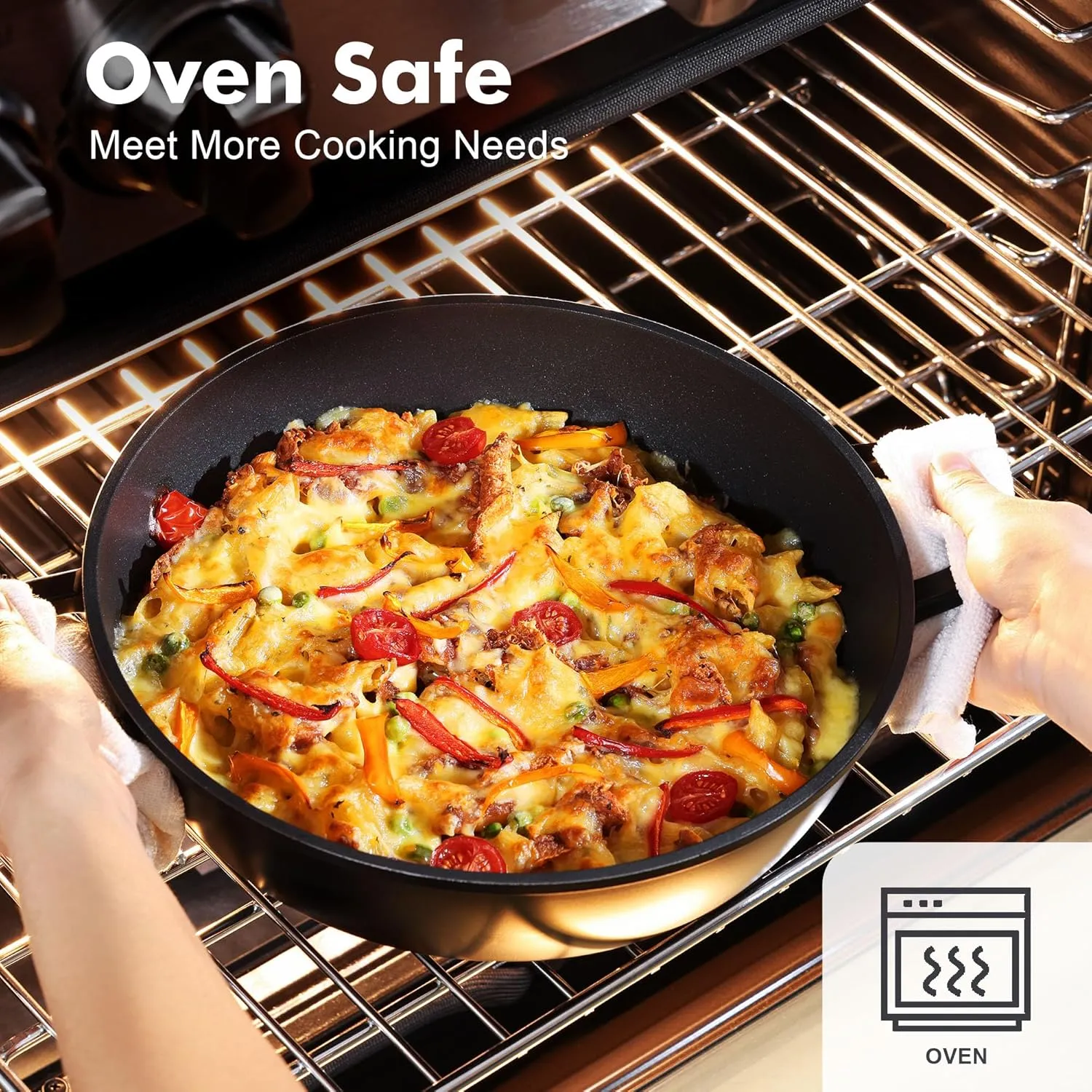 SENSARTE Nonstick Cookware Set Pots and Pans Set Kitchen Non-toxic Cooking Set, Dishwasher & Oven Safe, Induction Compatible, PFOA/PFOS Free, 15pcs, Black
