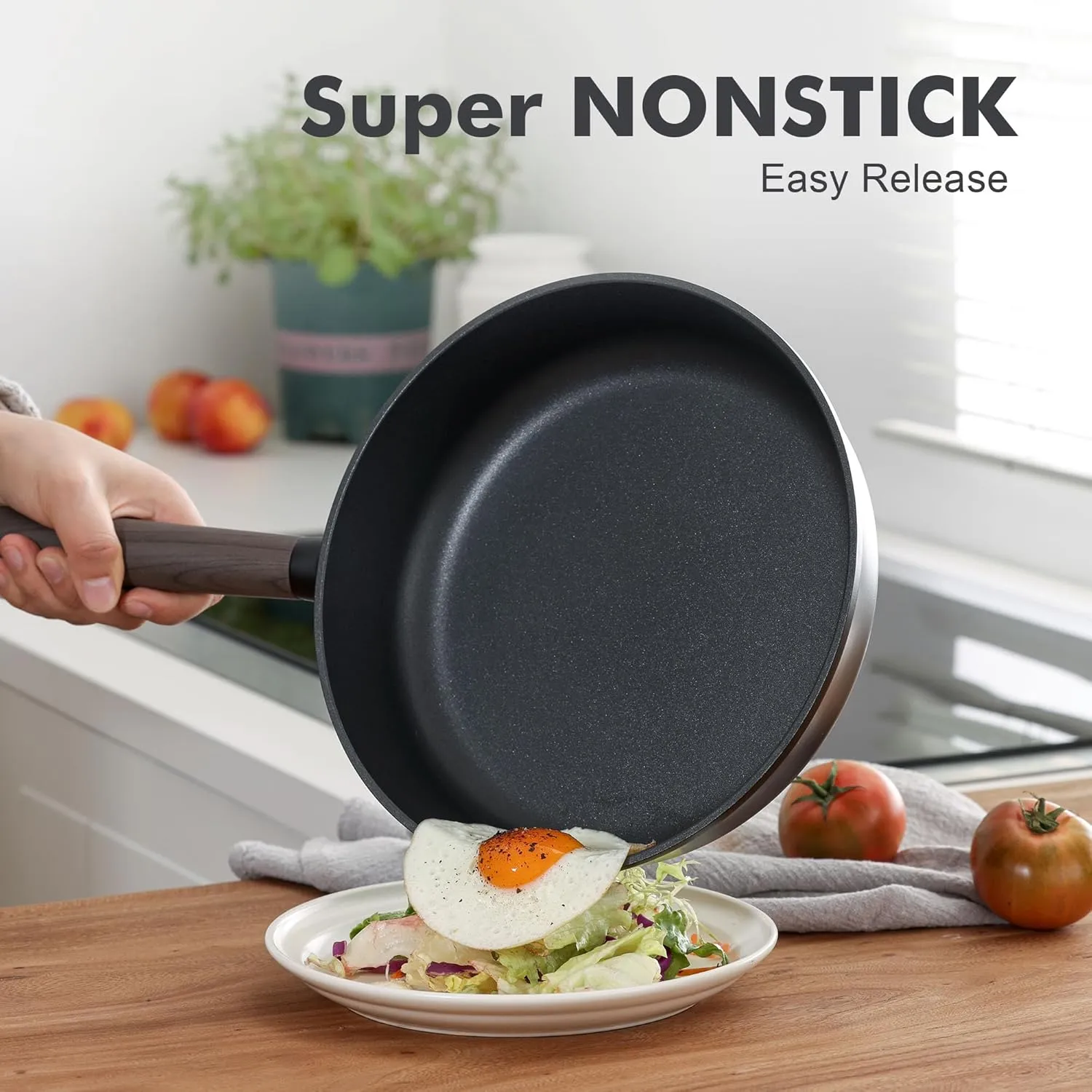 SENSARTE Nonstick Cookware Set Pots and Pans Set Kitchen Non-toxic Cooking Set, Dishwasher & Oven Safe, Induction Compatible, PFOA/PFOS Free, 15pcs, Black