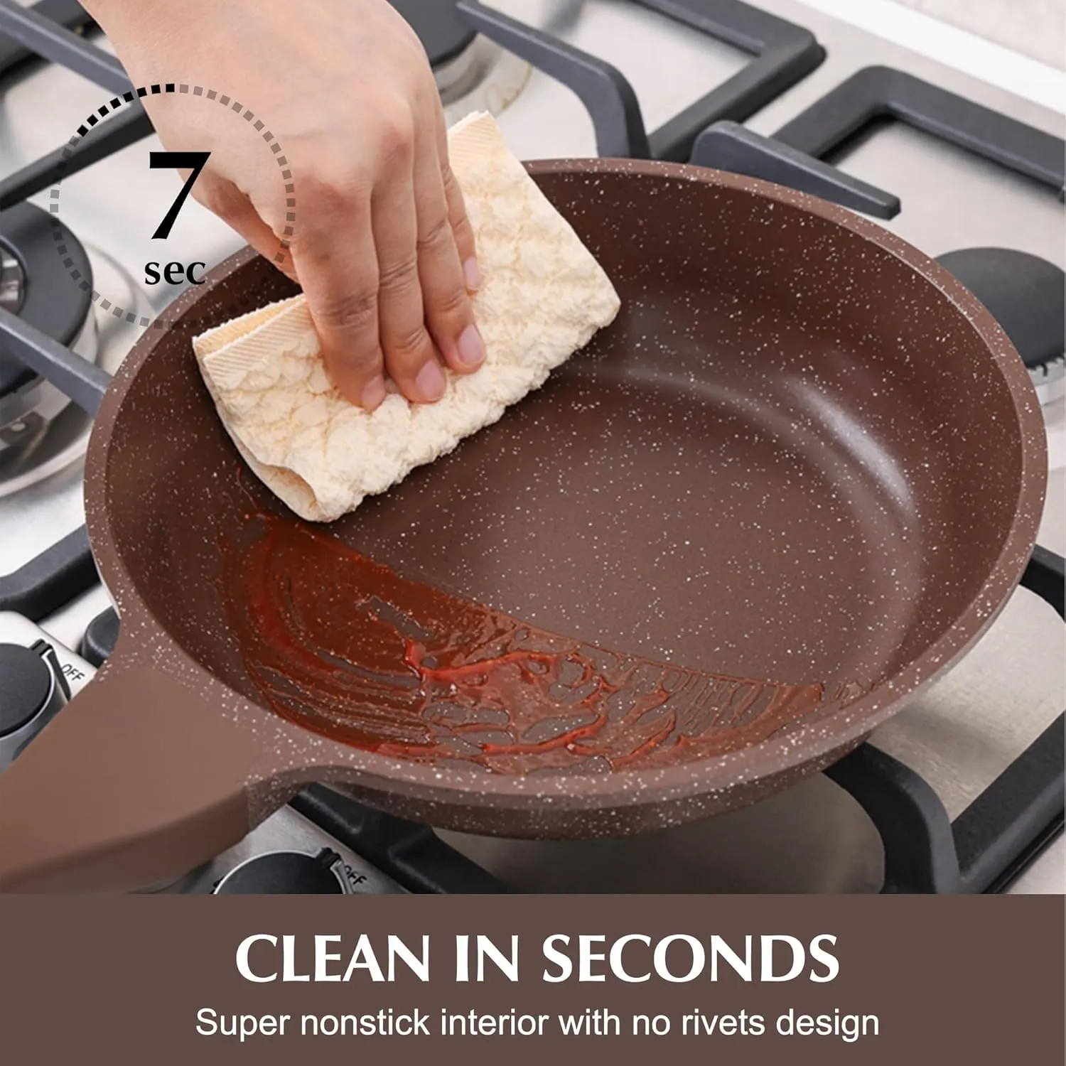 SENSARTE Nonstick Frying Pan Skillet, Granite Coating Omelette Pan, Healthy Stone Cookware Chef's Pan PFOA Free, Toffee Brown (11 Inch)