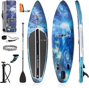 SereneLife Inflatable Stand Up Paddle Board with Premium SUP Accessories – Wide Stable Design with Non-Slip EVA Deck Pad for Adults and Youth of All Skill Levels, 350 lbs Capacity
