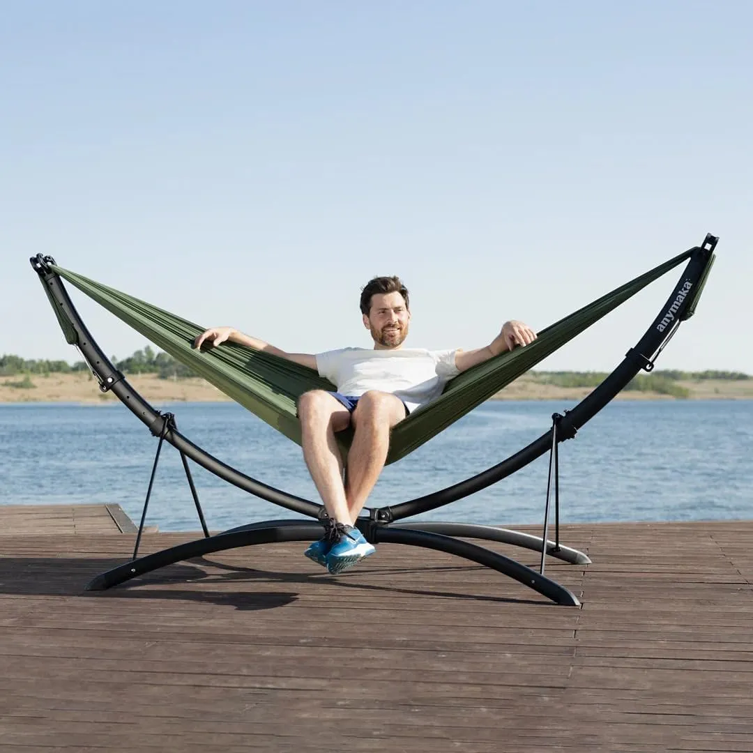 Set Up in 3 Seconds Hammock Stand - 550 LBS Capacity - Portable Hammock Stand Stable on Any Terrain, Weather Resistant Ocean Blue