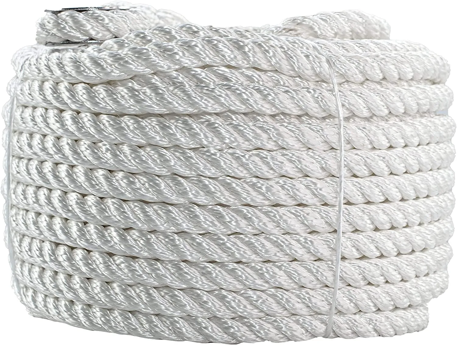 SGT KNOTS Twisted Nylon Anchor Rope - Heavy Duty 3 Strand Braided Line for Anchor Rode Setup, Camping & More (3/8" x 200ft, White)