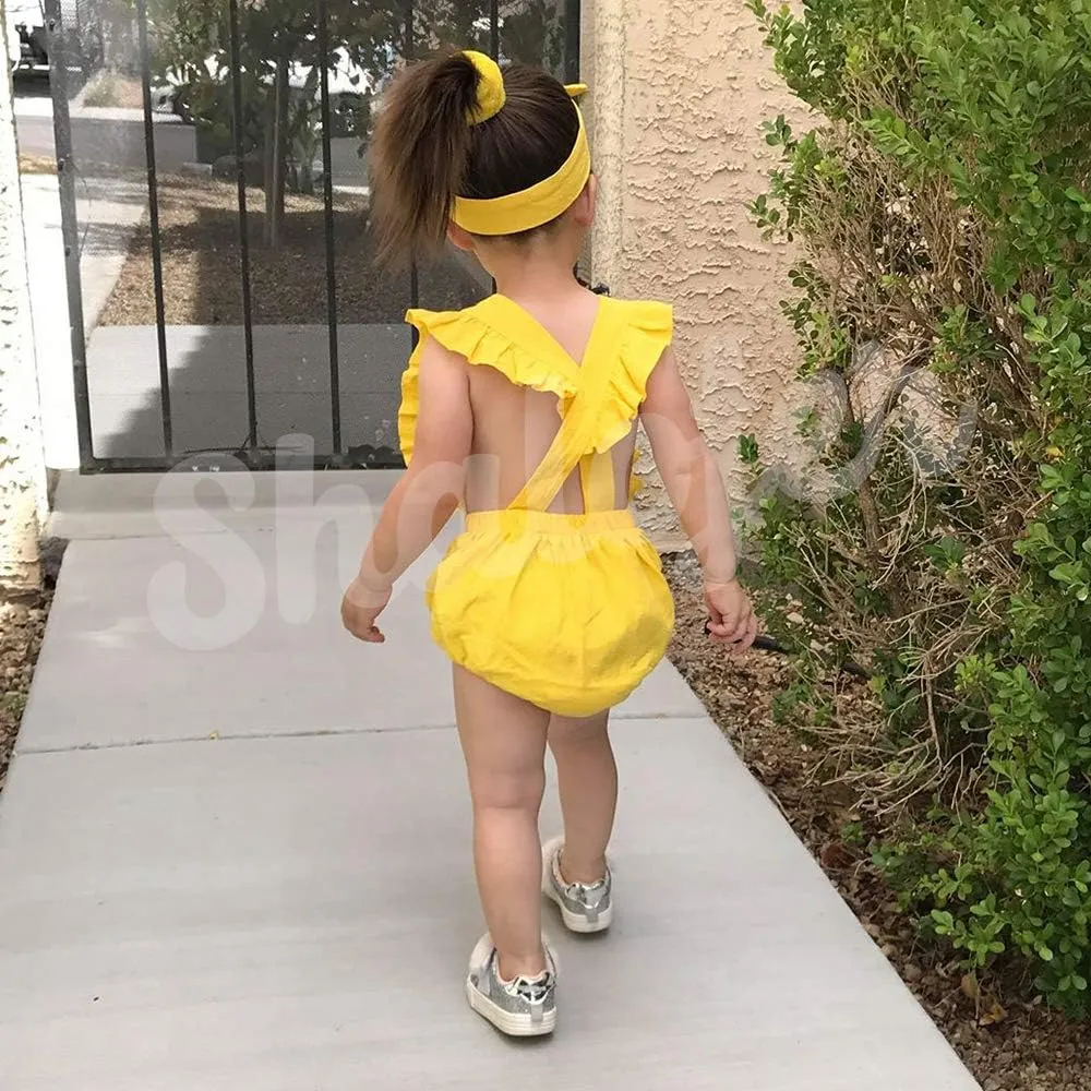 Shalofer Baby Girl First Birthday Outfit 1st Birthday Bodysuit with Headband