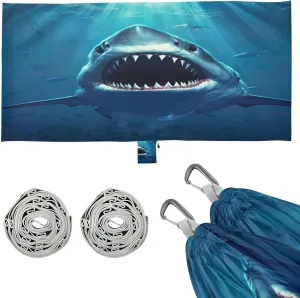 Shark Camping Hammock, Single Portable Hammocks with Tree Straps & Attached Carry Bag, 330Lbs Capacity Perfect for Outside Indoor Hiking Beach Backpack Travel