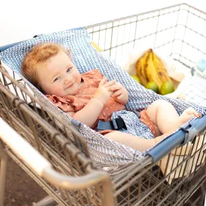 Shopping Cart Hammock for Infants and Toddlers, Babies, for All Car Seat Models, Grocery Cart for Baby, Capacity of up to 50 lbs, Blue Little Arrow