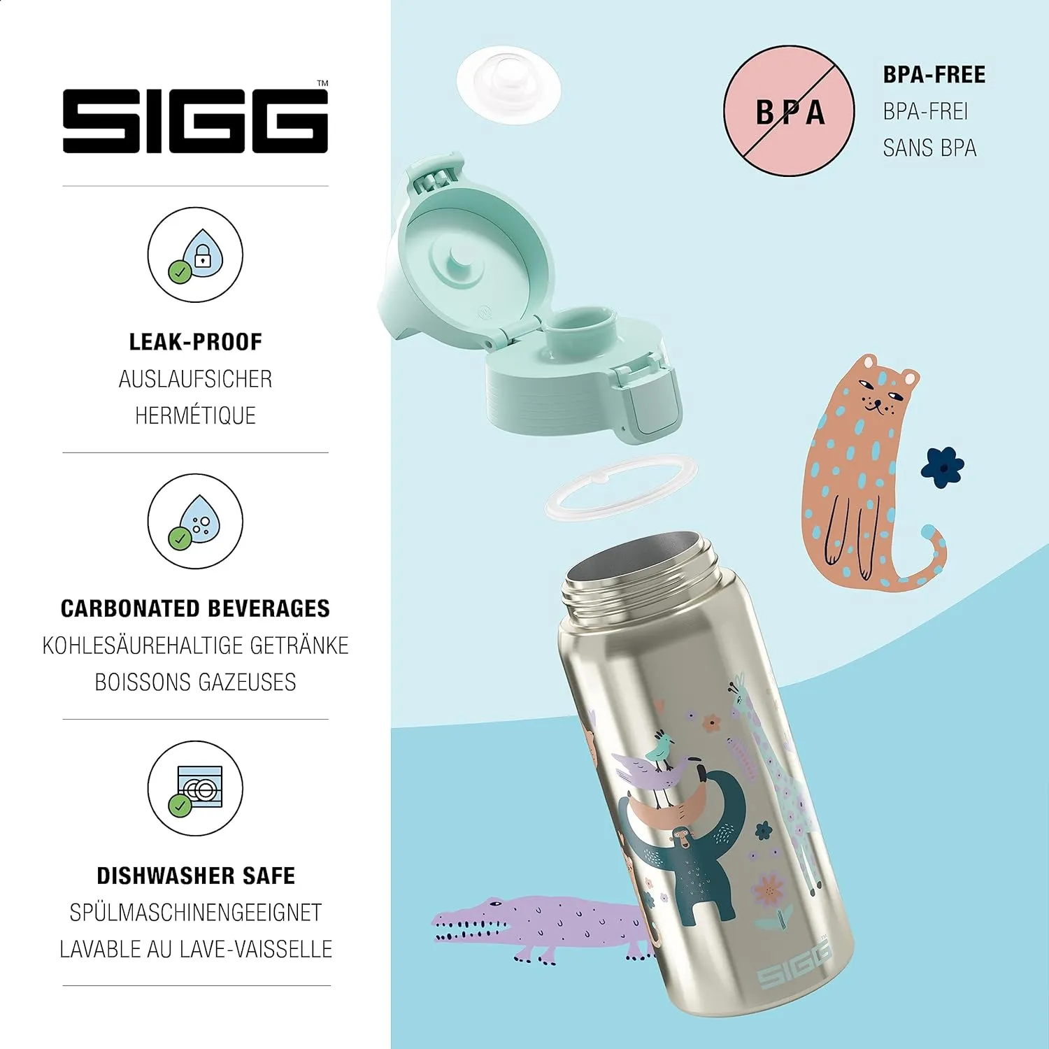 SIGG - Insulated Kids Bottle - Shield One Therm - For Carbonated Beverages - Dishwasher Safe - Stainless Steel - 17 Oz