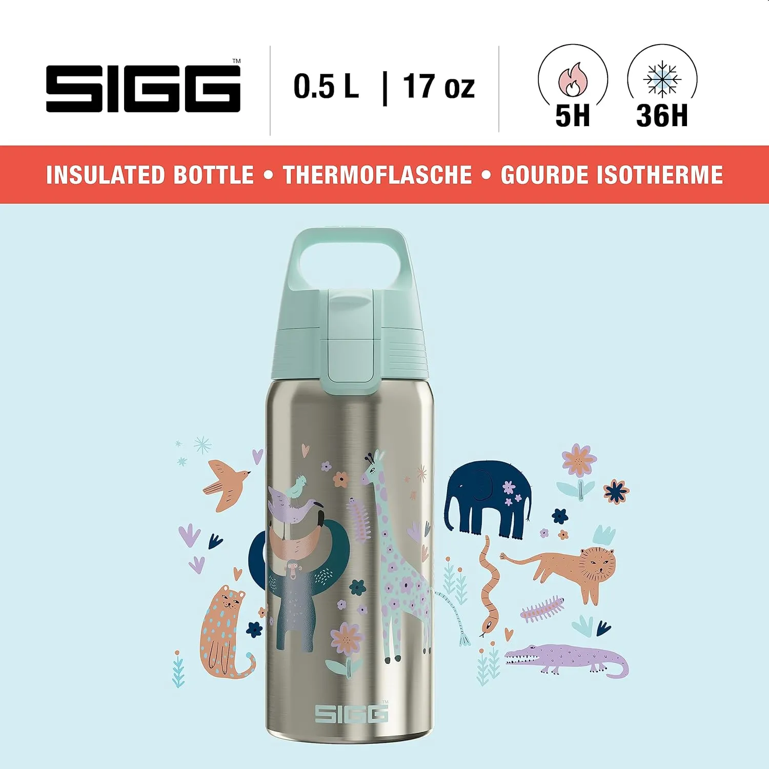 SIGG - Insulated Kids Bottle - Shield One Therm - For Carbonated Beverages - Dishwasher Safe - Stainless Steel - 17 Oz